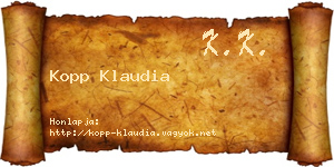 Kopp Klaudia névjegykártya